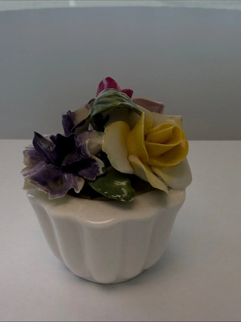 Sandford Handcrafted Ceramic Floral Accent in Pink, Purple & Green